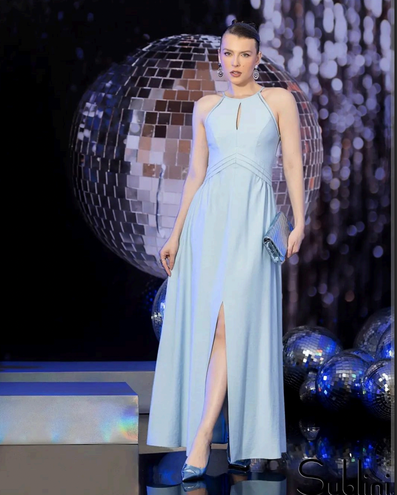 Vestido Marant Longo Detalhe Pregas