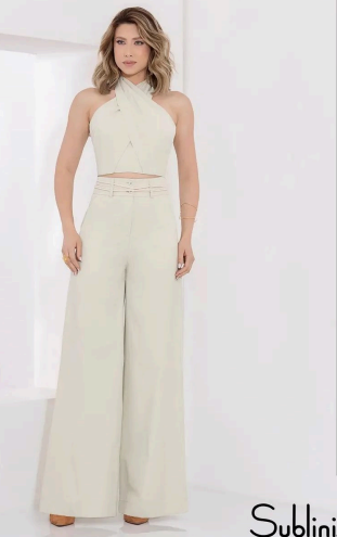 Conjunto Calça Cinto Corda com Top Amarração